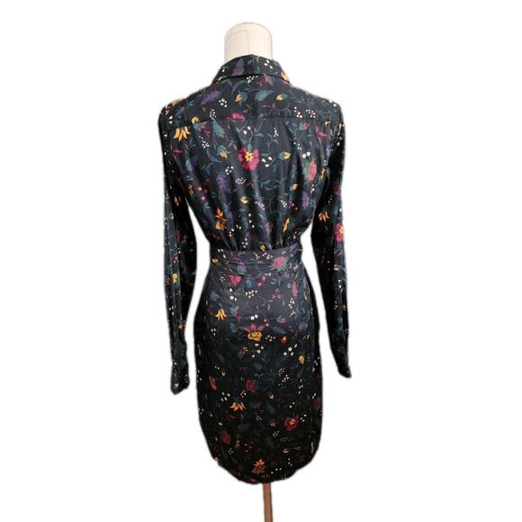UNTUCKIT Ellery Button Up Shirt Long Sleeve Dress Women 2 Floral Belted Cotton - Picture 2 of 5